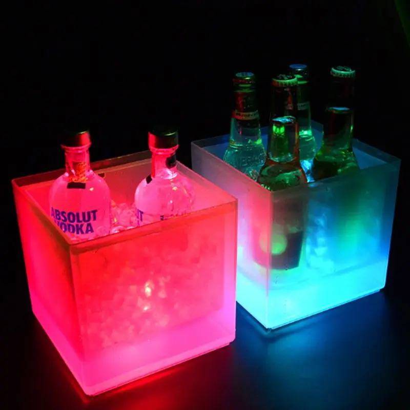 

12Pcs Light Up LED Ice Bucket Square Tray Champagne Wine Beer Cooler For KTV Party Bar Nightclub Table Decoration