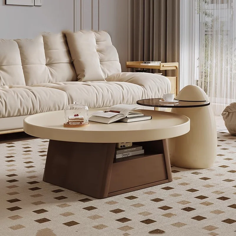 Aesthetic Round Coffee Tables Modern Design Storage Small Side Table Living Room Minimalist Mueble Entrada Recibidor Furniture
