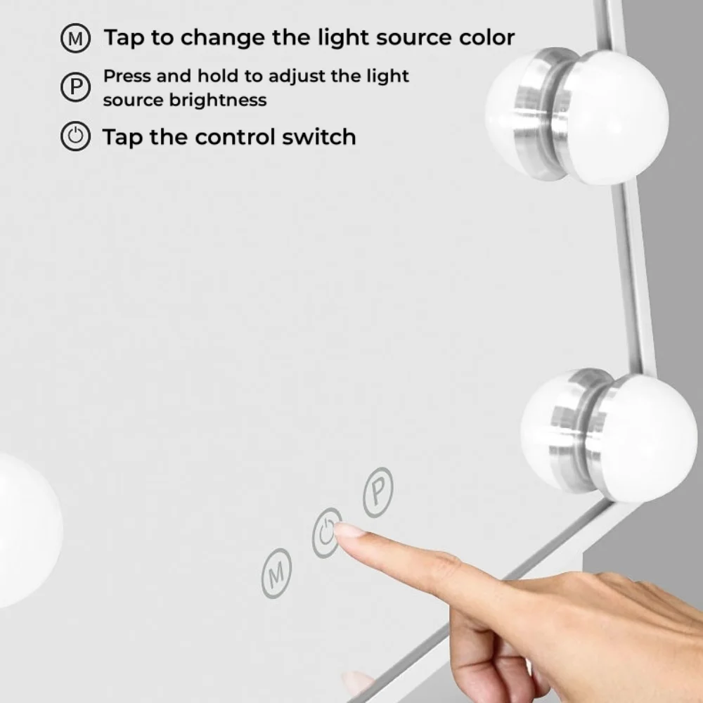 9/12 LED ضوء ماكياج مرآة الجدول مع ضوء لمبة الغرور مرآة سطح المكتب المنزل 3 أنواع من يعتم غرفة نوم Led ملء مرآة ضوء