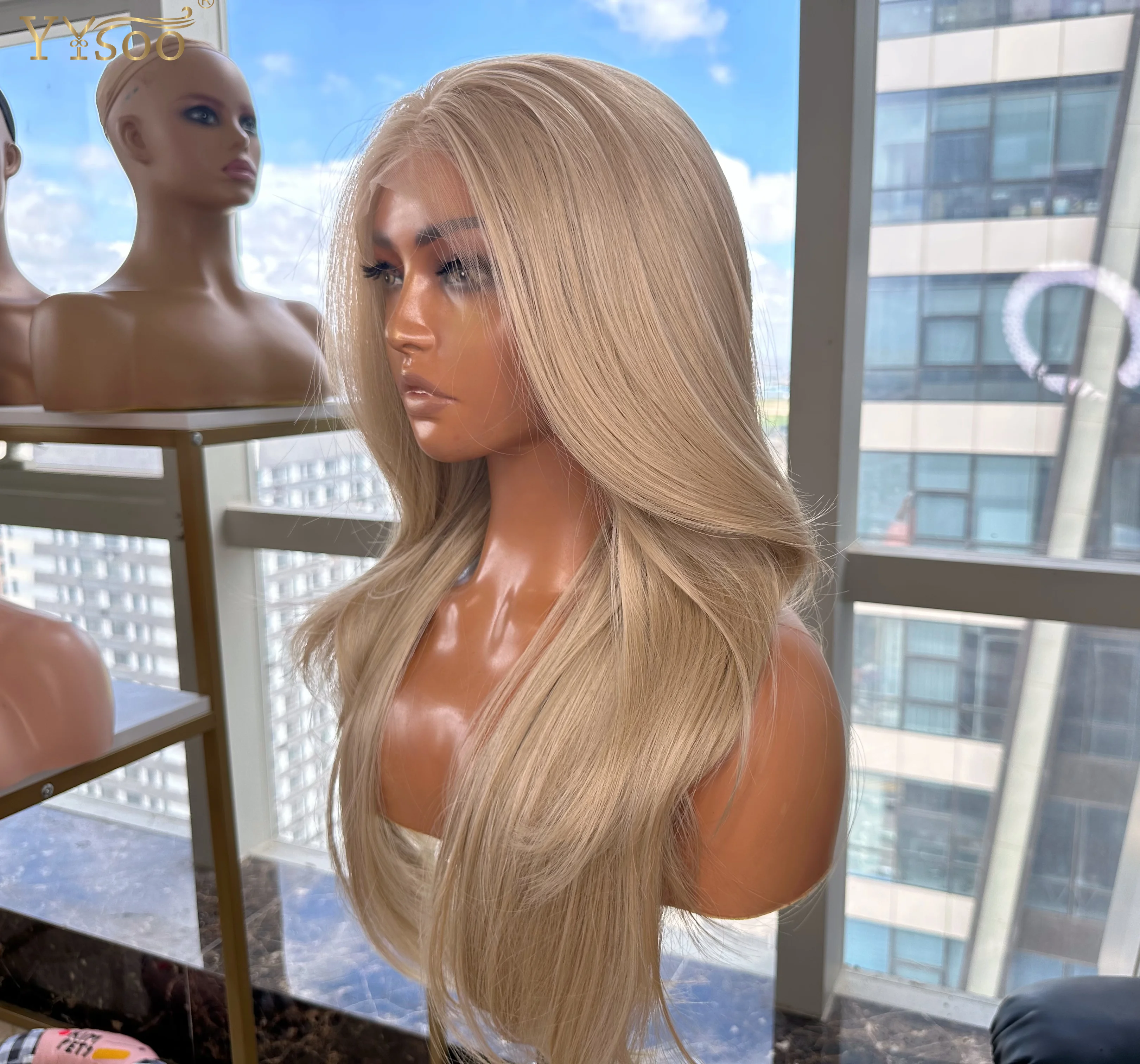 103# Honey Blonde Natural Wavy 13x4 Futura Synthetic Lace Front Wigs For Black Women with Side Bangs Glueless Daily Used Wig