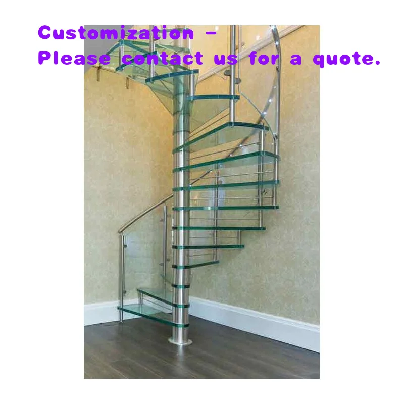 custom.Luxury Indoor Staircase Modern Design American Oak Wood With Stainless Steel Glass Circular Loft Curved Stairs