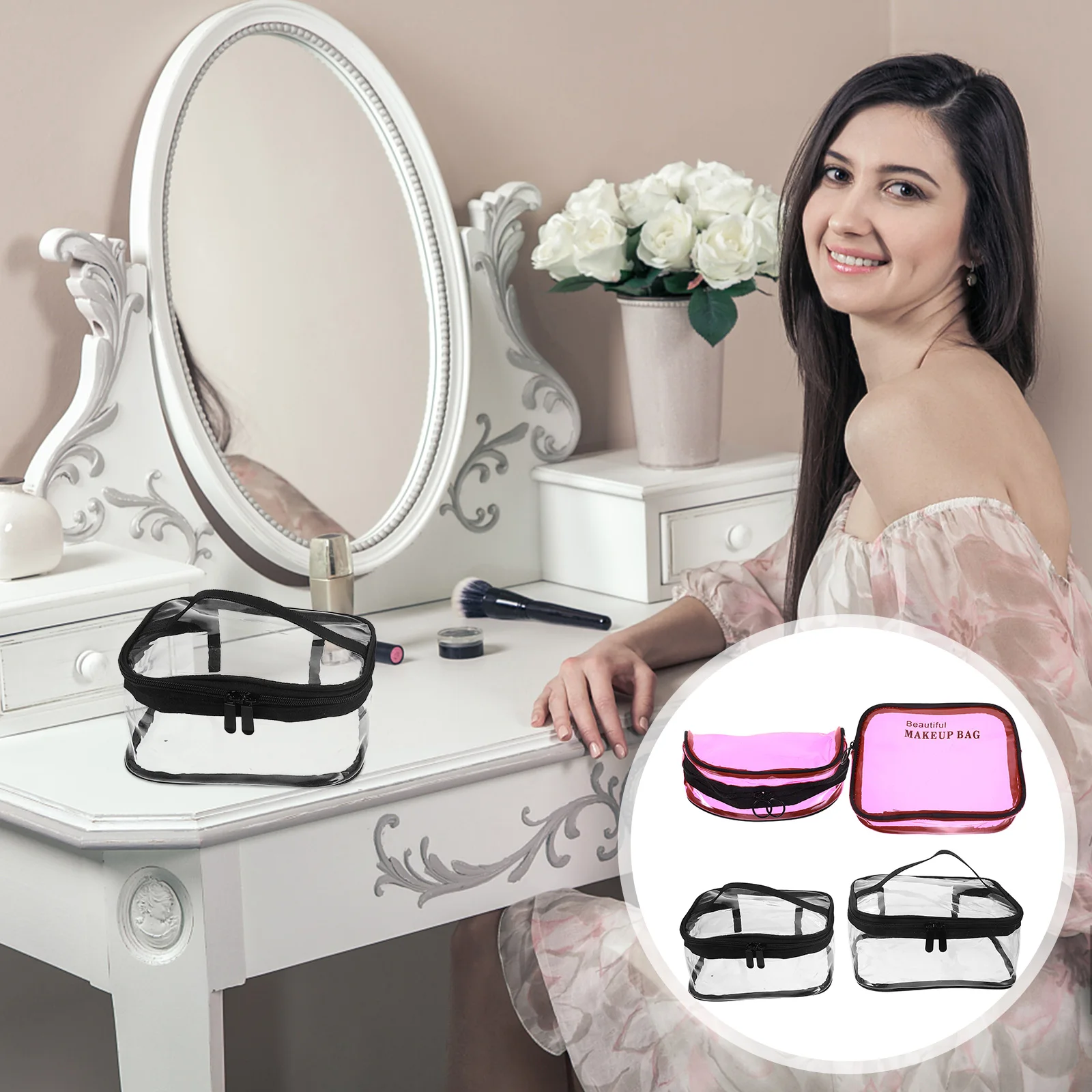 

4 Pcs Storage Bag Toiletry Carry Pouch Water Proof Clear Makeup Bags Travel