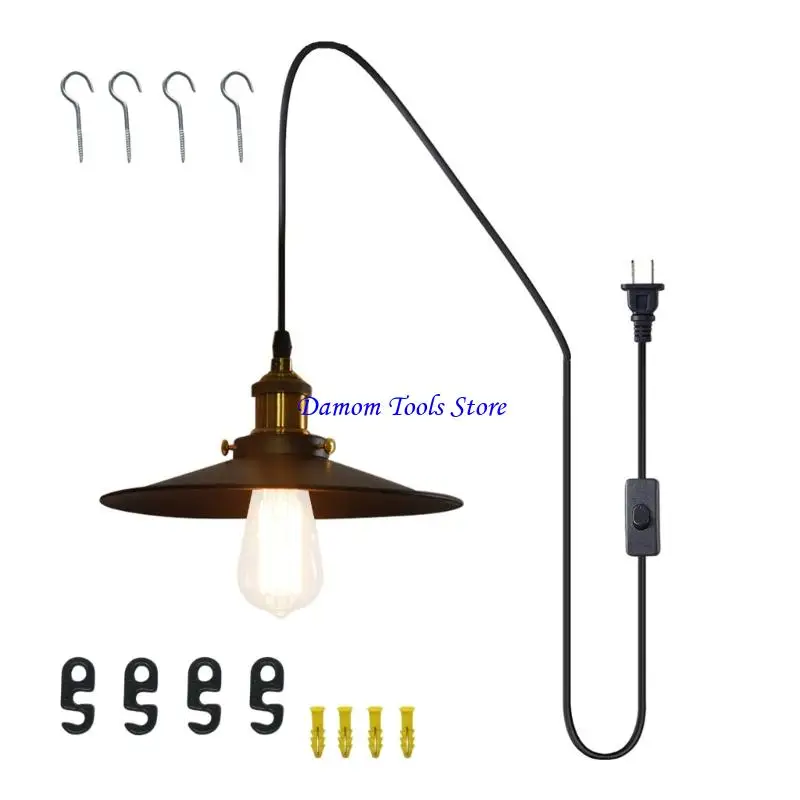 57BE Industrial Pendant Light with Plug in Cord Simple Industrial Hanging Light Indoor Chandelier for Room Lighting Enduring