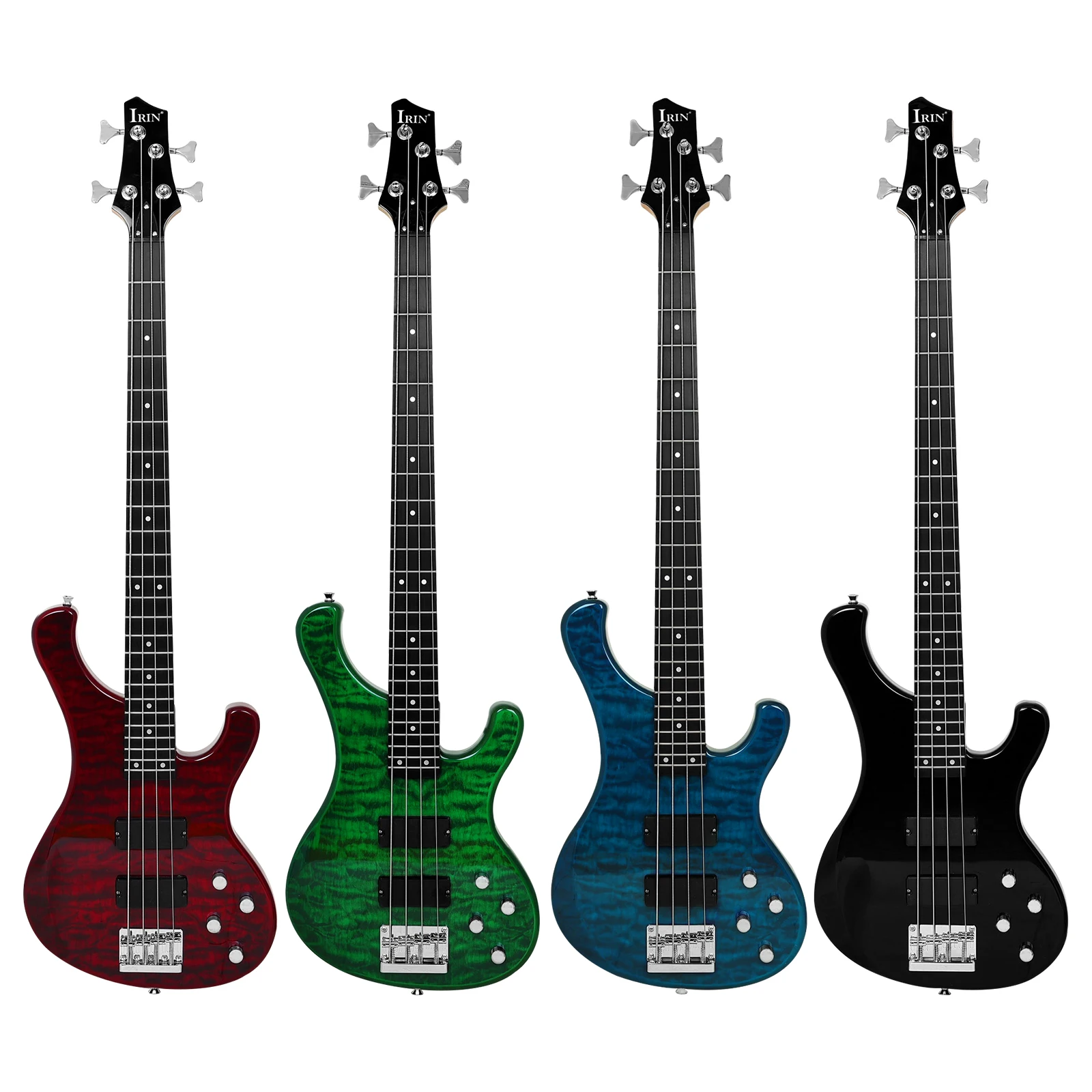 IRIN PB-104 Bass Guitar 4 Strings 24 Frets Maple Neck Oguman Body Electric Bass Guitarra with Bag Cable String Instruments