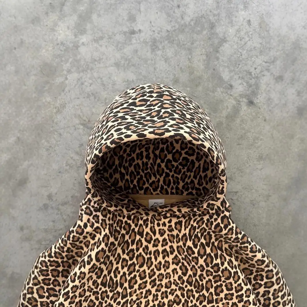 Mole Retro Y2K com Estampa de Leopardo para Casal Estilo de Rua com Zíper Manga Longa em Poliéster Primavera Verão Outono