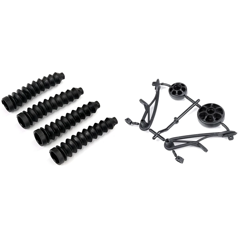 4Pc 8MM Shock Absorber Tower Shaped Bellows Damping Dust Cover Kit For 1/5 Hpi Baha Km Baja & 1Set Rear Tail Pulley Kit