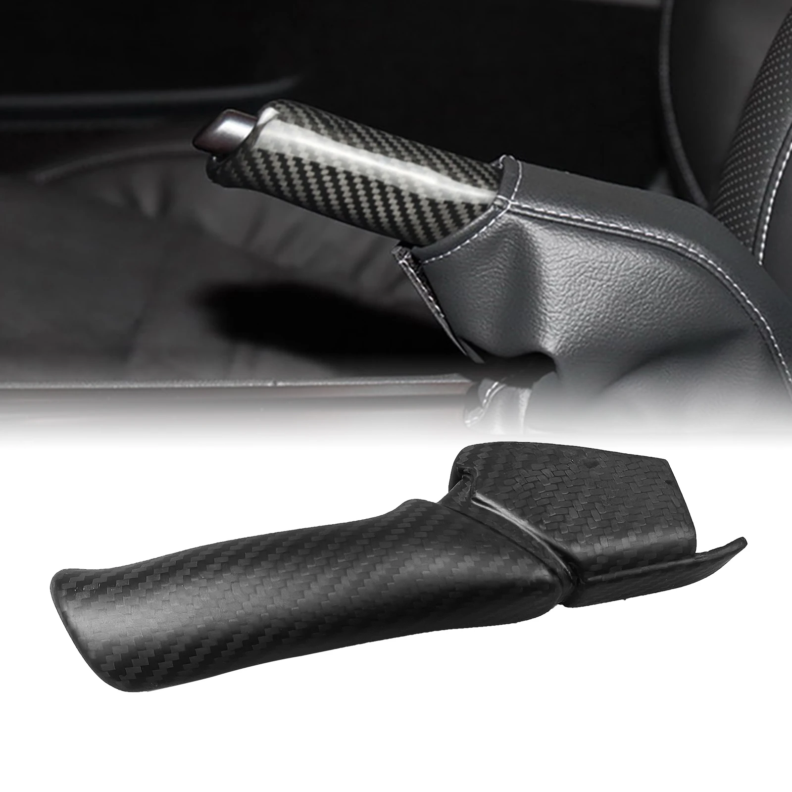 

For Nissan GTR GT-R R35 2009-2016 Coupe 2-Door Real Carbon Fiber Interior Handbrake Hand Brake Grips Trim Handle Cover Shell Kit