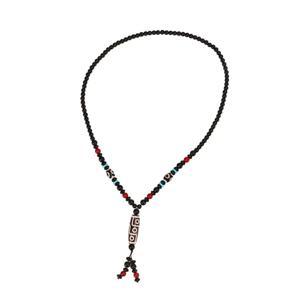 1pcs Handmade Dzi Bead Necklace Elegant Design Boho Style Nine Eyed Dzi Pendant Agate pale gloss Stone Necklace For Women Men