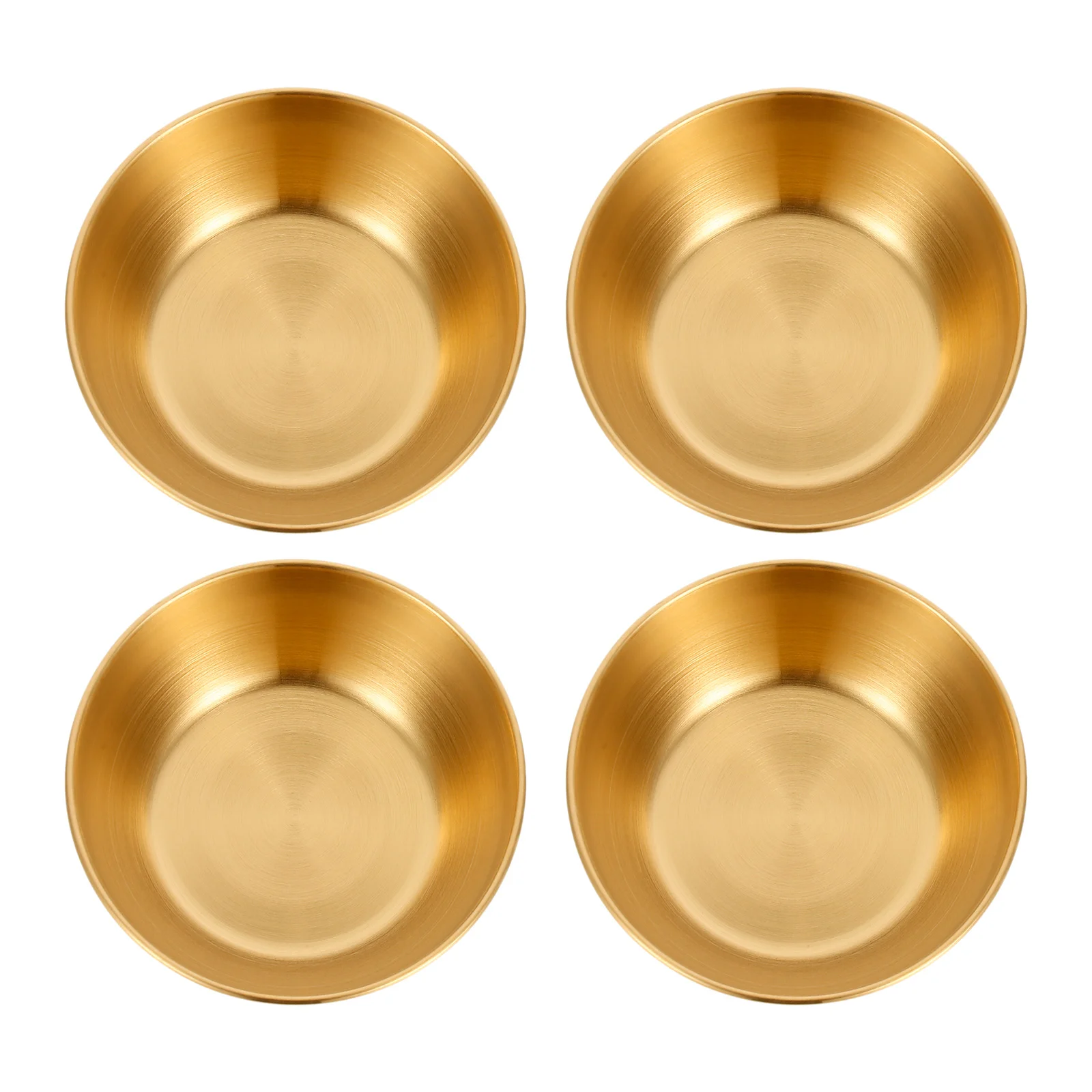 

4 Pcs Platter Seasoning Dish Child Barbecue Sauce Escargot Stainless Steel Dishes Small Appetizer Plate