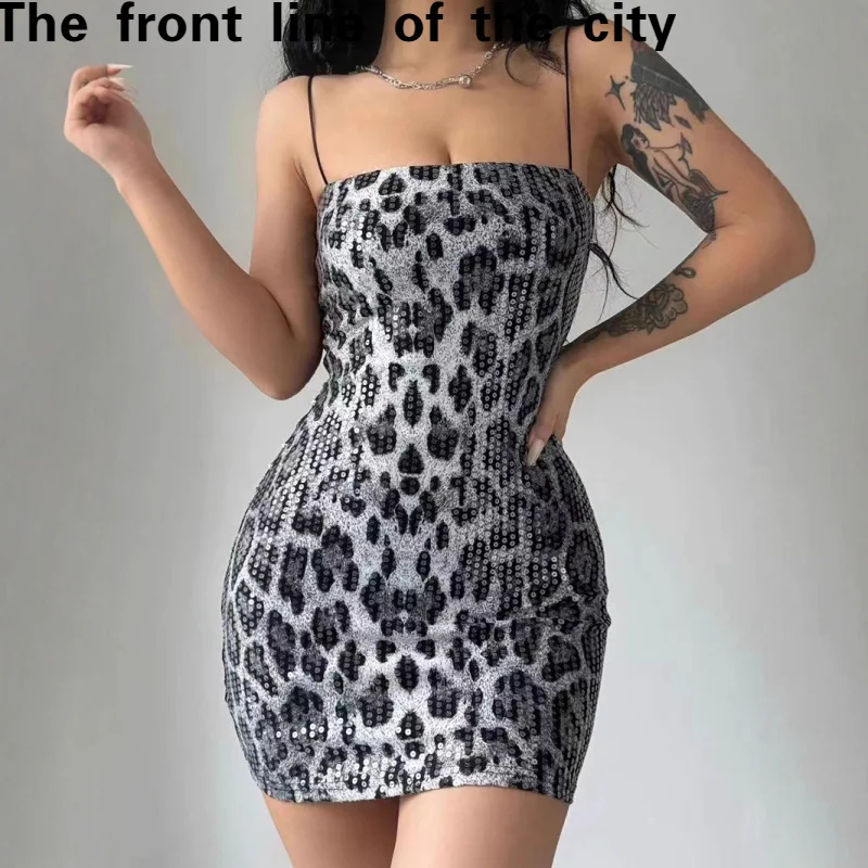 

Сексуальное кружевное облегающее платье на бедрах Dr Faionable с леопардовым принтом Street Sle со средней талией из полиэстера Svel Summer Dr