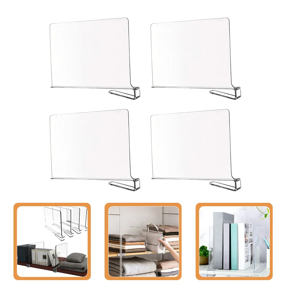 

4Pcs Wardrobe Dividers Clear Shelf Divider for Closet Organization Smooth Corner Design Long-Lasting Storage Solution Shelf