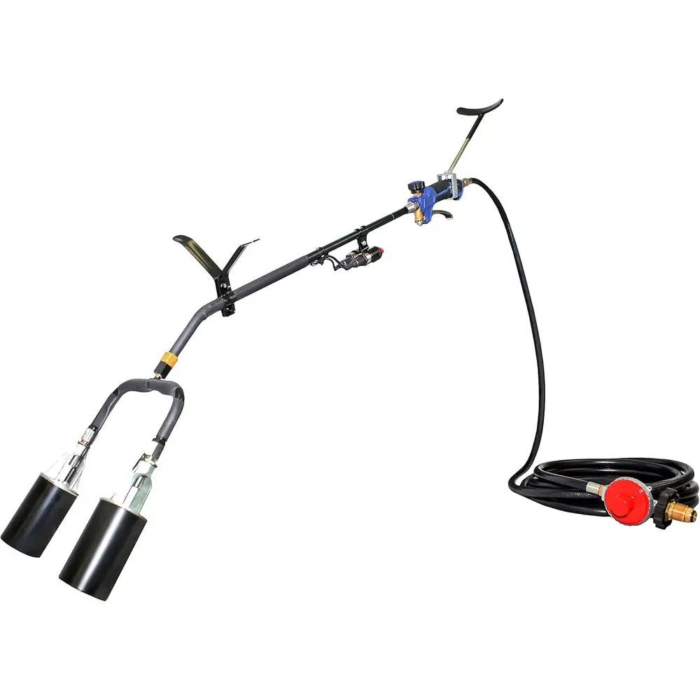

500,000 BTU Dual Torch Heavy-Duty Weed Burner with Large Barrels and 16-T Hose Regulator
