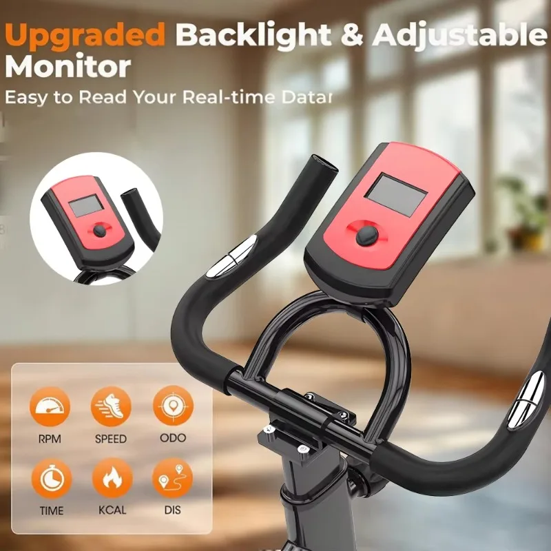 

Indoor Cycling Spin Bike with Big Wheel - Cardio Training Equipment for Weight Loss & Gym Use