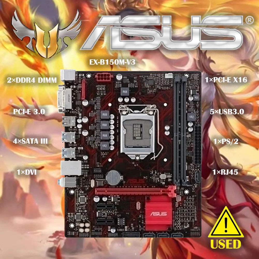 

Asus EX-B150M-V3 Original New Desktop Motherboard B150 Socket LGA 1151 i7 i5 i3 DDR4 32G SATA3 Micro-ATX