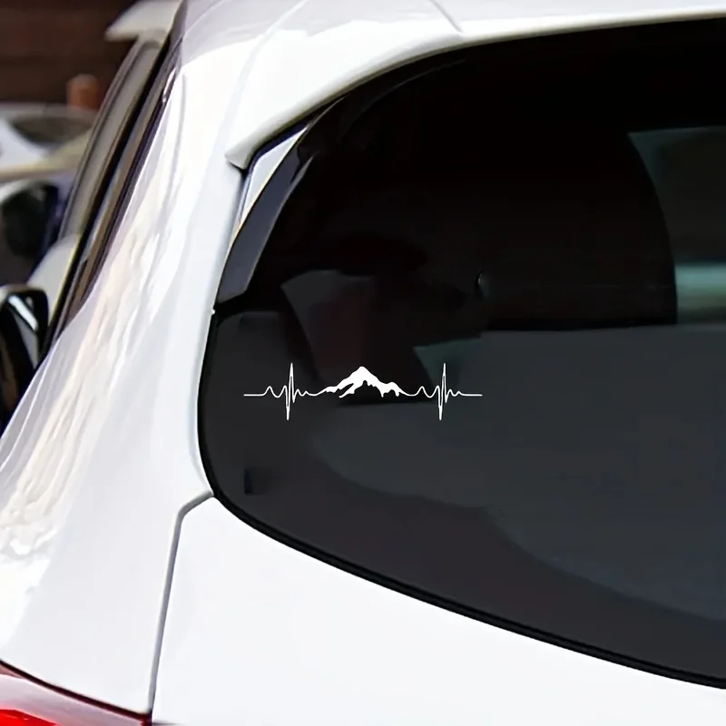 Mountain Heartbeat Vinyl Sticker Strong Outdoor Car Truck Window Decal Black White Design Decoration