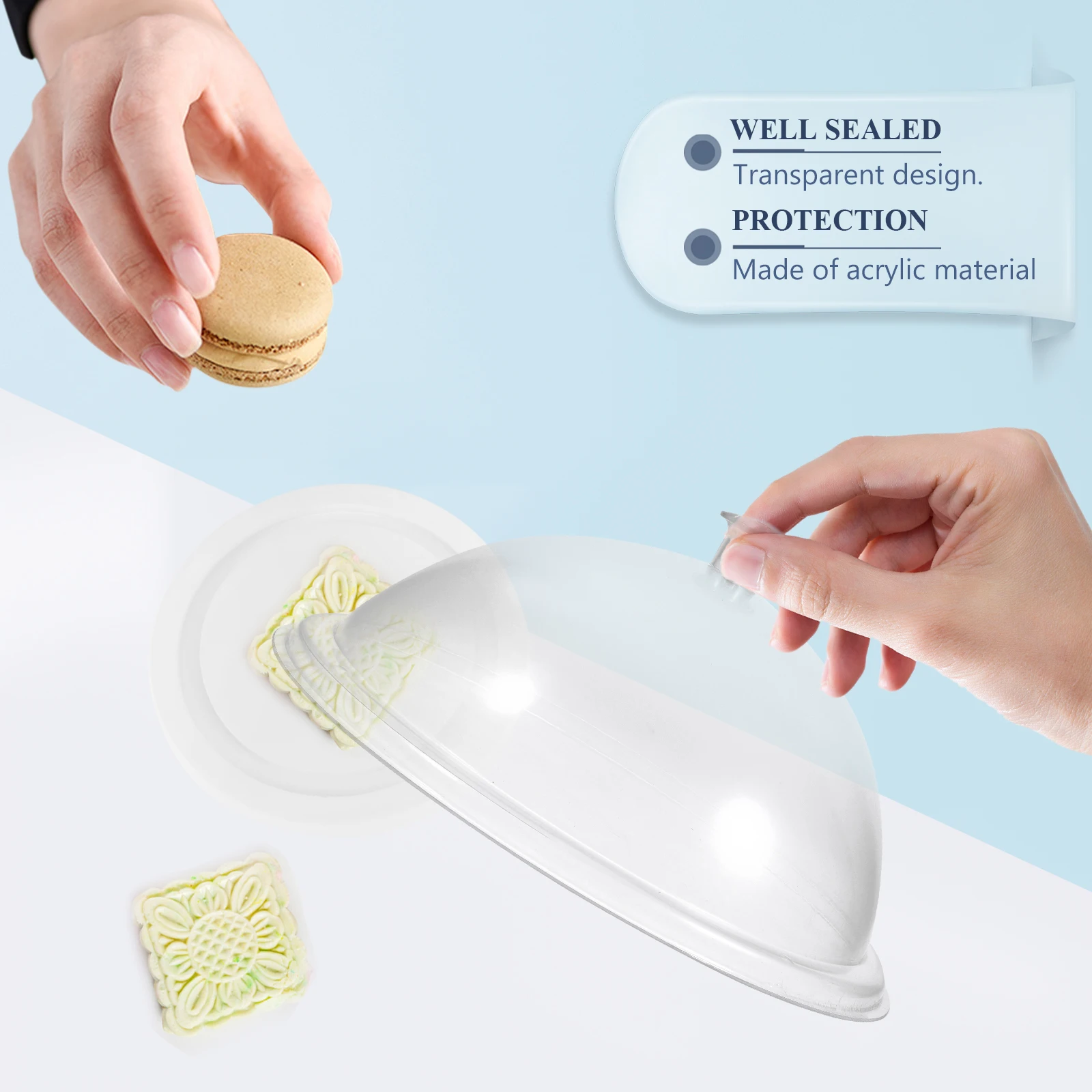 

1Pc Acrylic Round Food Cover Food Tent Food Insulation Lid for Home Bread Dessert Dish Transparent (10-inch 26cm Random