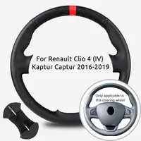 Cubierta trenzada personalizada para volante de coche, envoltura de cuero cosida a mano para Renault Clio 4 (IV) Kaptur Captur 2016-2019