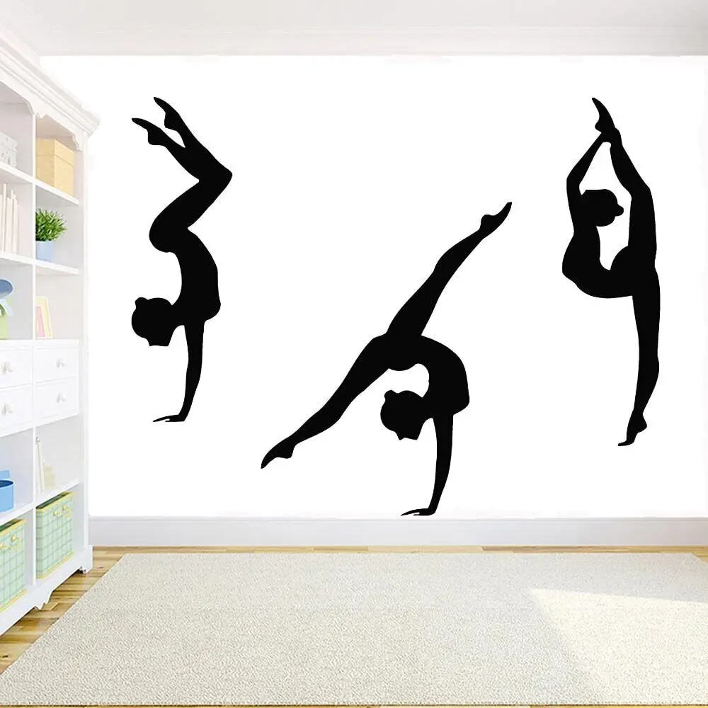 Gimnastyczka Naklejka ścienna Gym Decor 3 Girls Sport Artistic Gymnastics Naklejka ścienna Winylowe naklejki dla dziewczynek Sypialnia Dekor Tapeta 5008