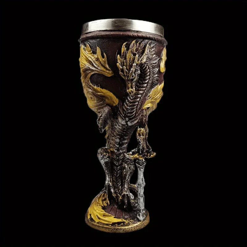 200ml Dragon Goblet Dungeons Stainless Steel Resin Sword Goblet Chalice Wine Beer Cup 3D Coffee Drinks Decoration Gift