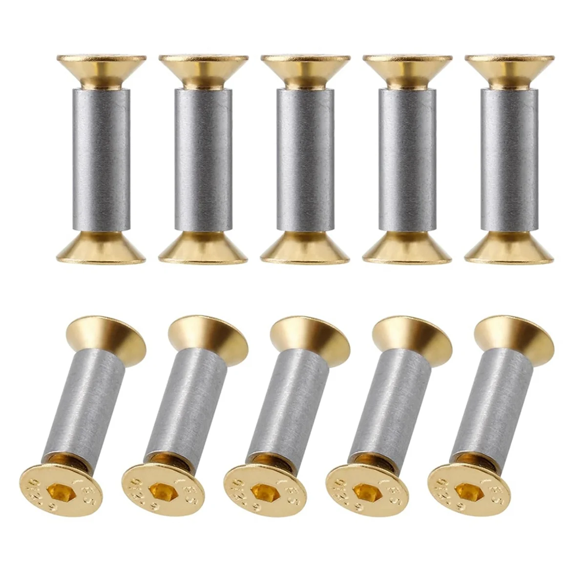 Hex Flat Head Parafusos para Facas Maker, Rebites Parafusos Fixadores, Faca Handle Parafusos, Ouro, 10 Pacotes