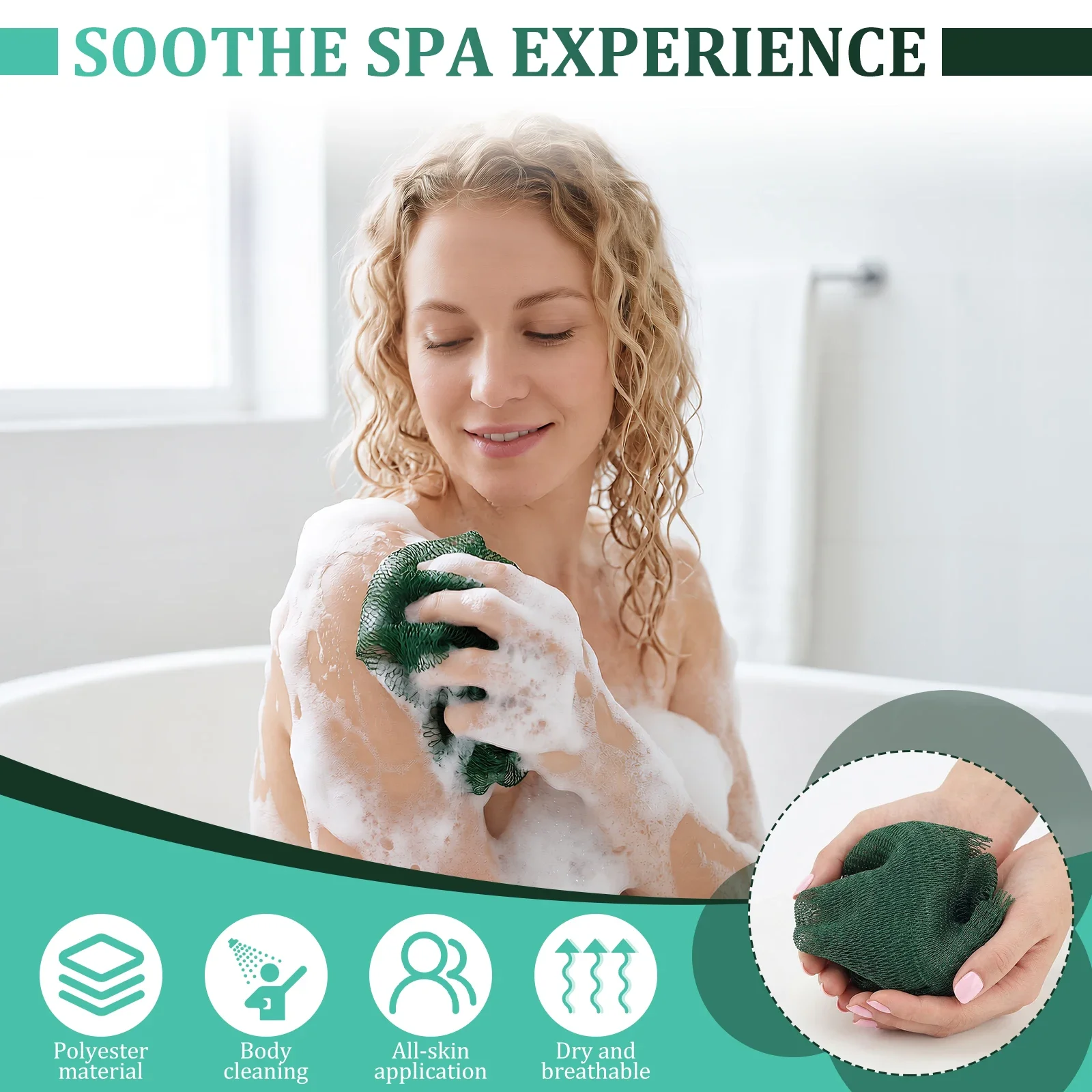 2Pcs African Net Bath Sponge Soft Skin Friendly Exfoliating Body Scrubber Fast Drying Bath Shower Sponge Bathroom Supplies view 2