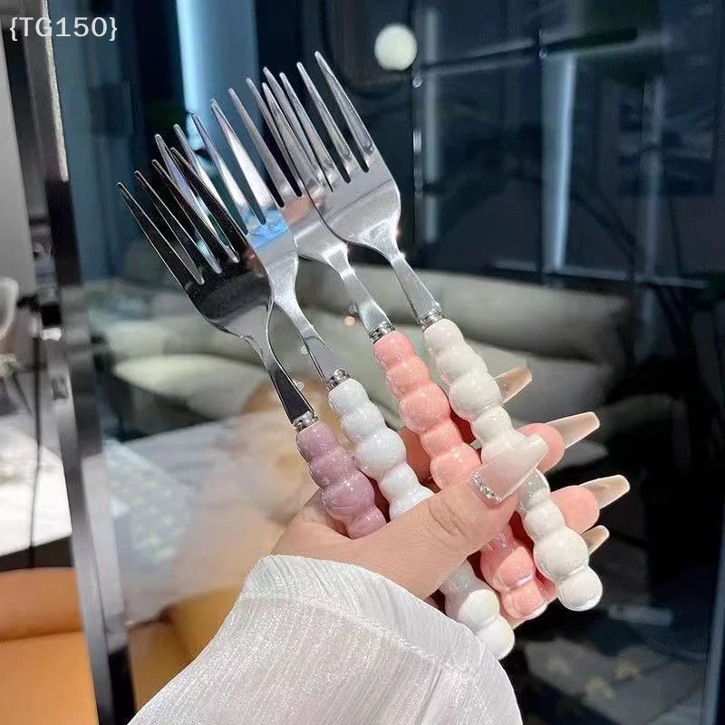 【Ja】Dessertgabel mit Perlengriff - Edelstahlgabel für Steak, Salat, Pasta & Küchenzubehör