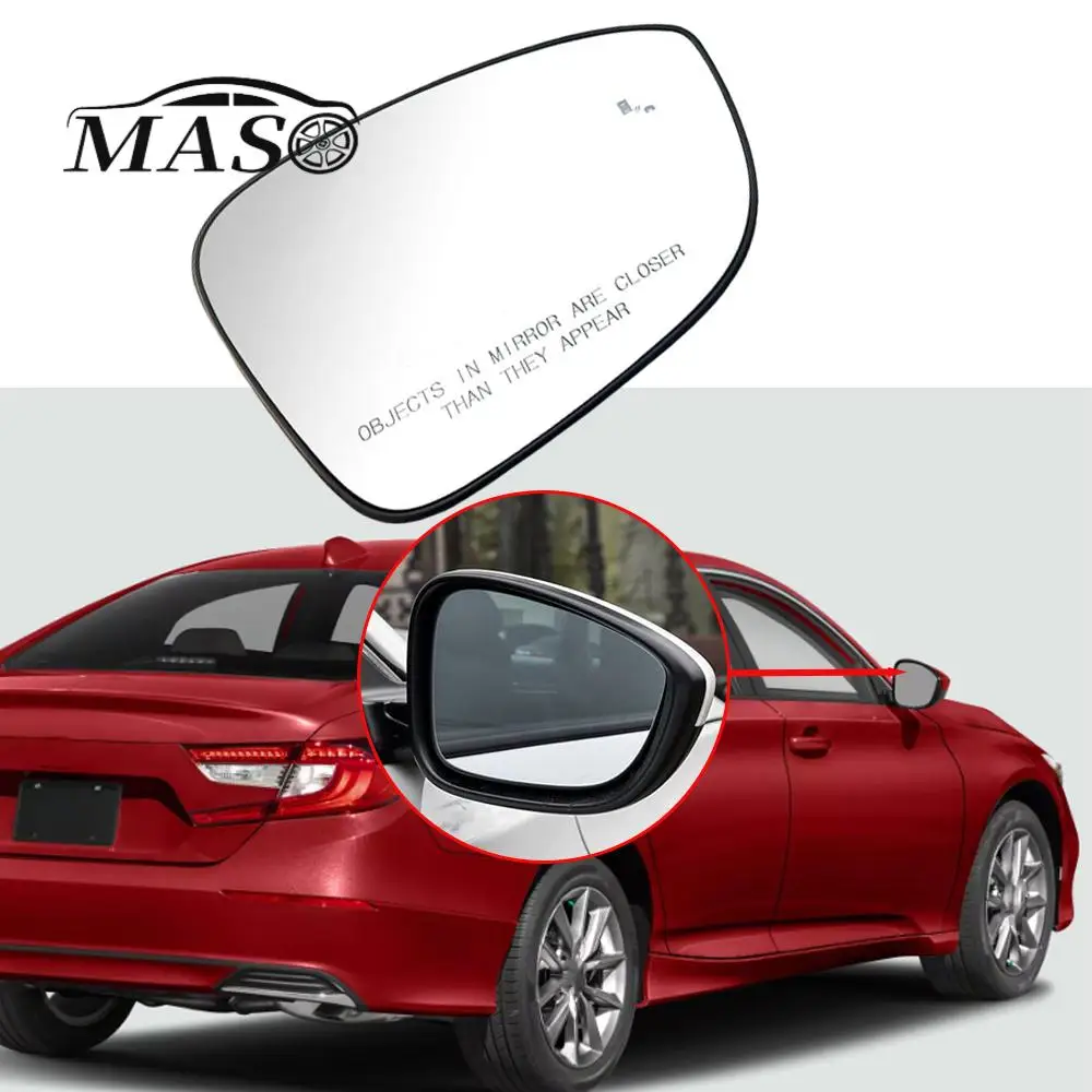 Car Side Heated Rearview Mirror Glass Blind Spot White for Honda Accord 10th 11th 2018 2019 2020 2021 2022 2023 2024 US Version