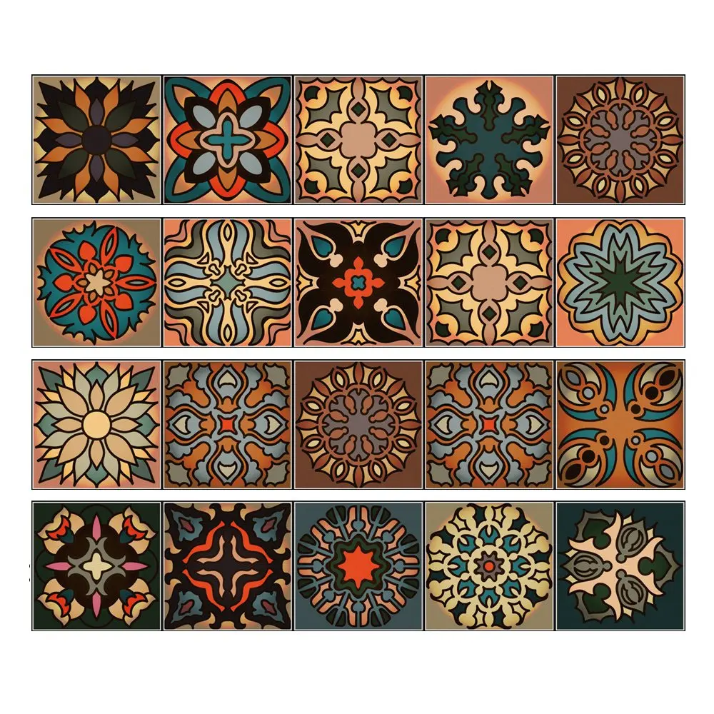 20 Pcs 3D Multi Moroccan Self-Adhesive Bathroom Kitchen Wall Stair Tile Sticker