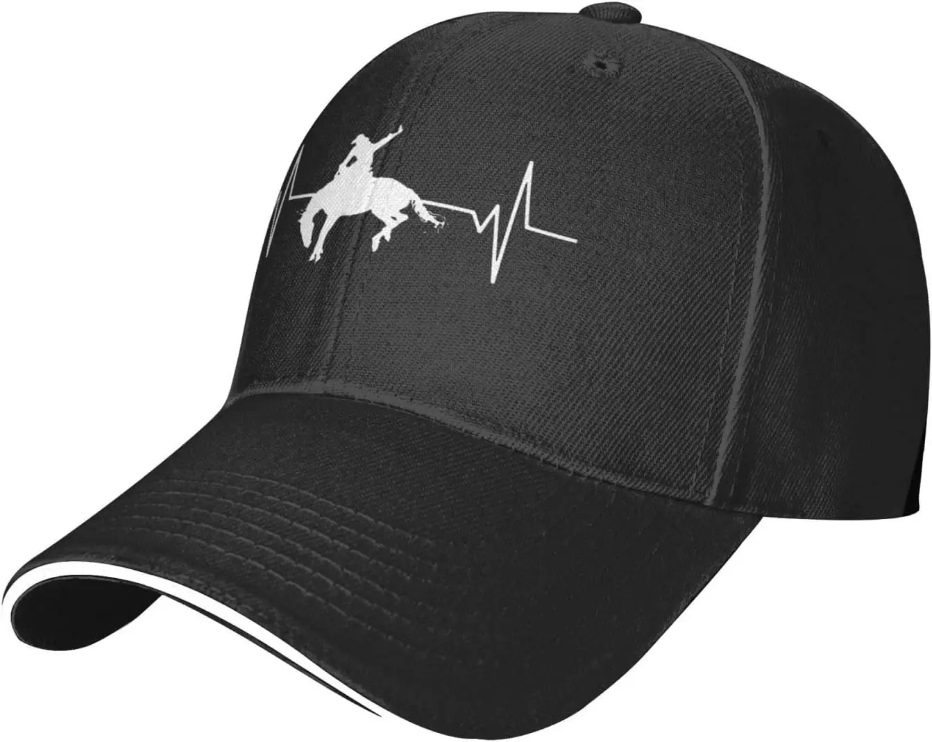 Heartbeat-Rodeo-Bronc-Rider-Baseball-Cap, Mens Vintage Snapback Hats Trucker Hats Dad Hat Black