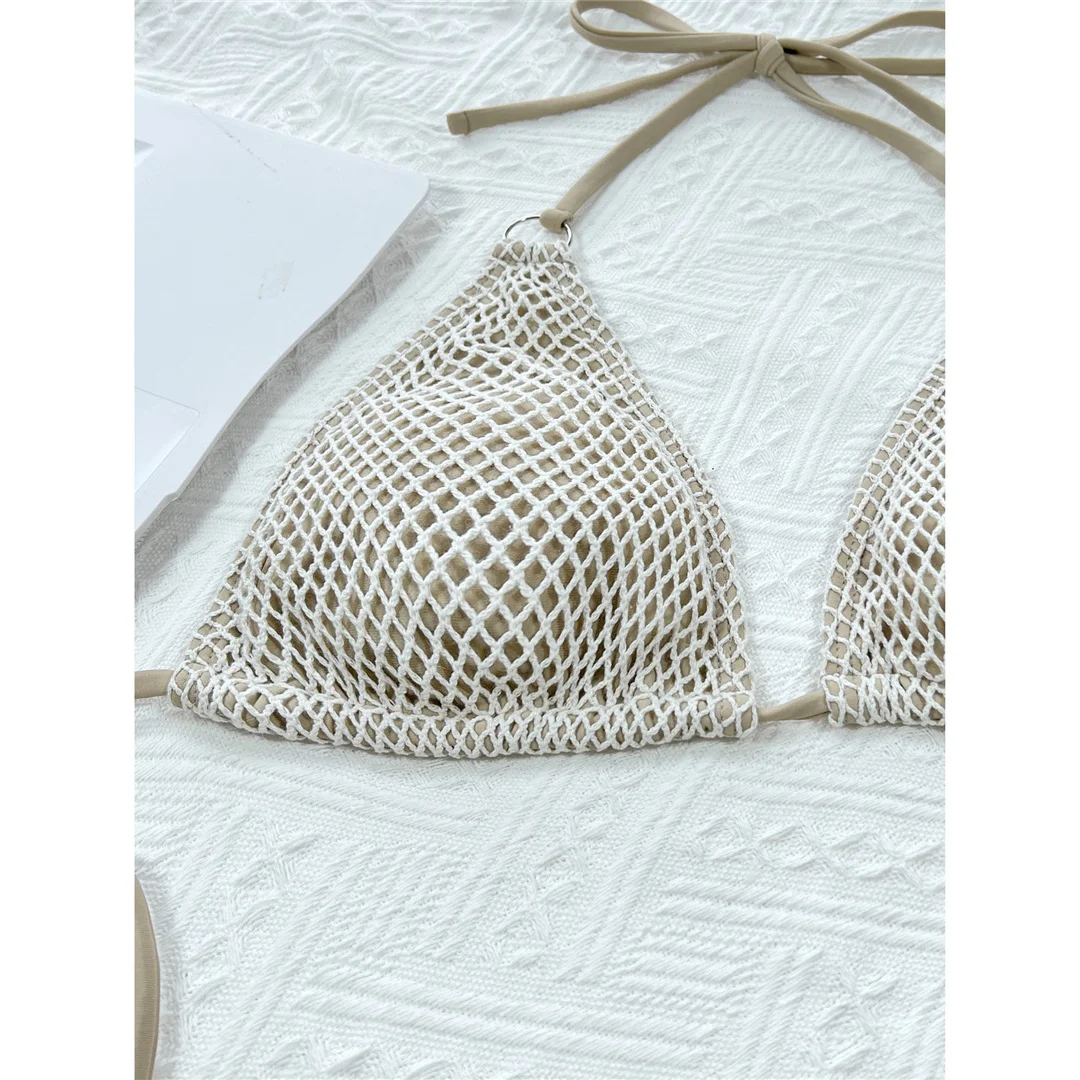 Halter-Netz-Bikini, brasilianischer Bikini, Damen-Badeanzug, zweiteiliges Bikini-Set, Badebekleidung, Badeanzug, Modell V3680. – Detail 17
