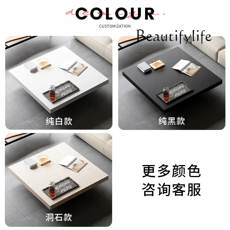 XX ​ ​ طاولة القهوة العائمة الاسكندنافية لوح حجري أكريليك بعجلات تصميم إيطالي بسيط أثاث مقهى لغرفة المعيشة الحديثة FYCT ​