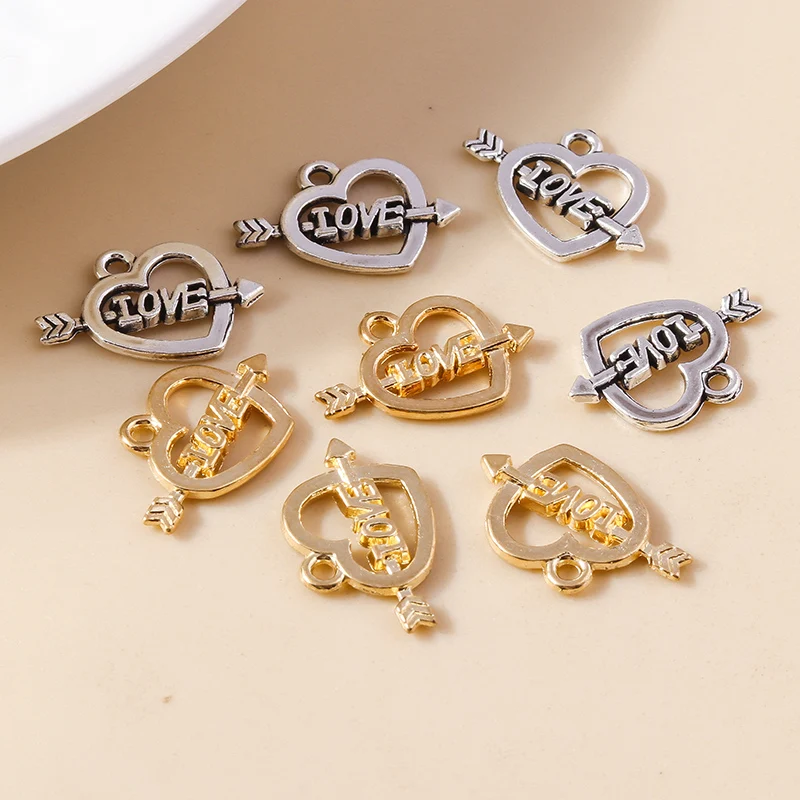 

50pcs 18/x13mm Cute Alloy Love Heart Charms Pendants for Jewelry Making Necklaces Earrings Bracelets Accessories DIY Craft Gifts