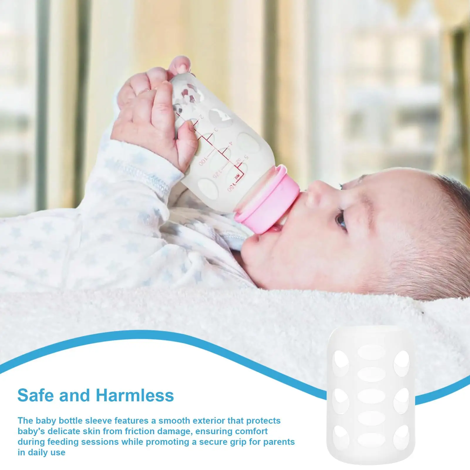 

Baby Bottle Cover Non-Slip Silicone Bottle Cover Protector Anti Breakage Glass Feeding For Travel Outdoor Stroller Park Car