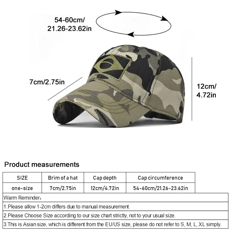 Army Camouflage Male Baseball Cap Men Embroidered Brazil Flag Caps Outdoor Sports Tactical Dad Hat Casual Hunting Hats