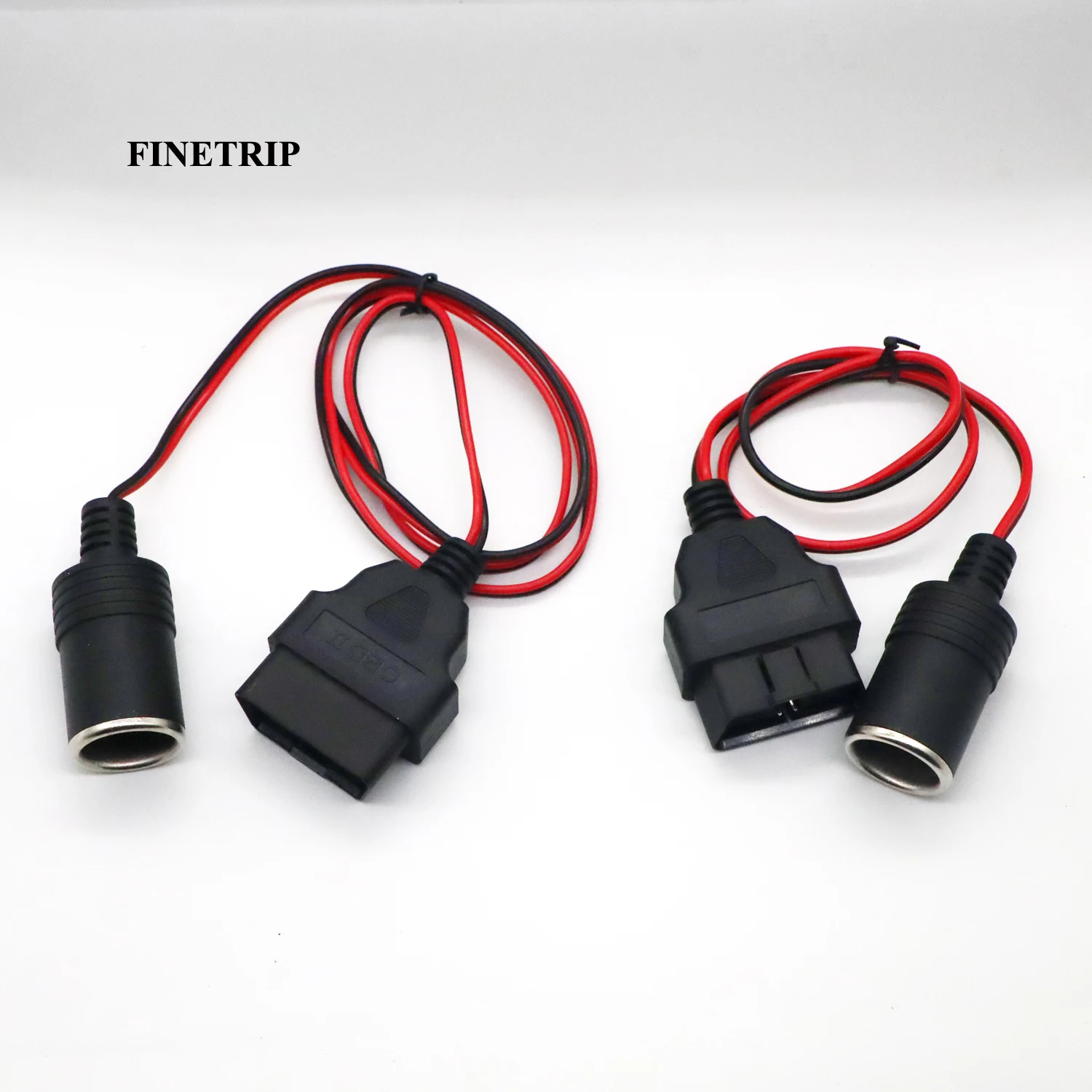 12v/24v Car Truck Obd2 To Cigarette Lighter Power Supply Cable Male 16pin OBD Plug To 2 Cigarette Lighter Extension Connector