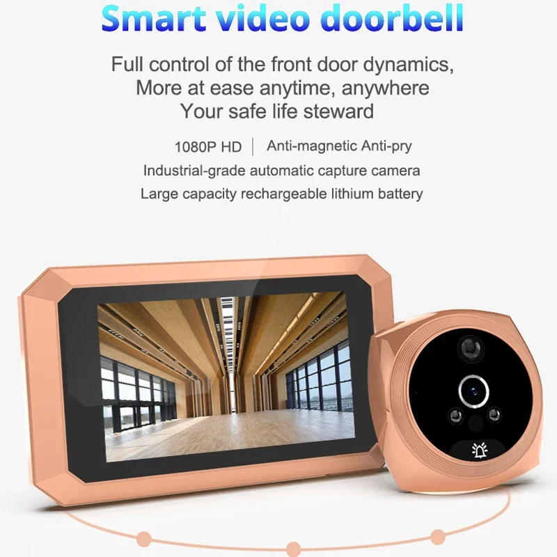 3.5 Inch Digital Doorbell Video Peephole Door Eye Viewer Camera 10x Zoom 135 Degree Wide Angle Night Vision Motion Detection