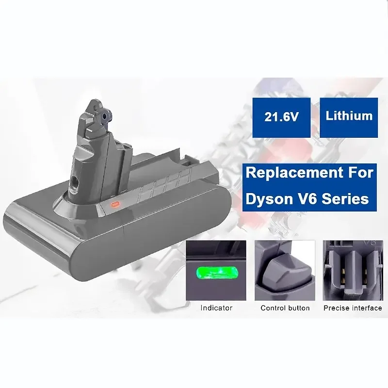 

100% new V6 21.6V 6.8Ah For Dyson Vacuum Cleaner Rechargeable Li-Ion battery DC58 DC59 DC61 DC62 SV09 SV07 SV03 SV04 SV06 SV05