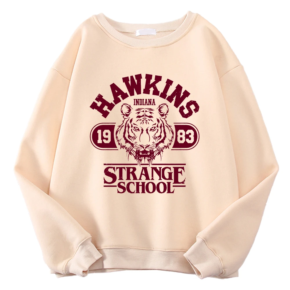 Casual Street damska bluza Hawkins High School Indiana 1983 bluzy z kapturem z nadrukami luźne swetry z wycięciem pod szyją ciepłe ubrania z polaru — zdjęcie 2