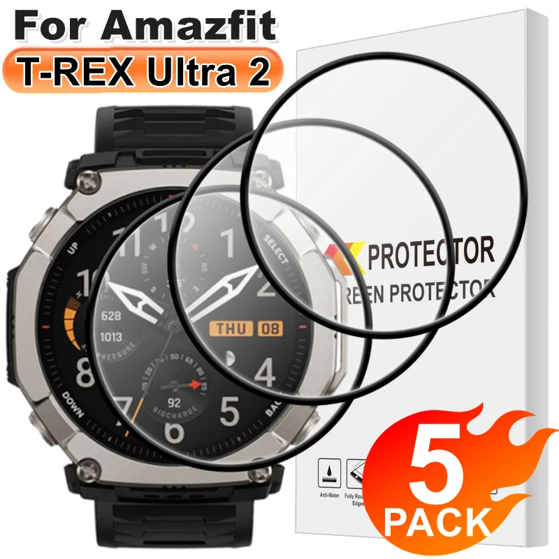 1/5Pcs Protective Film For Amazfit T-REX Ultra 2 Flexible HD 3D Curved Shatterproof Full Cover Screen Protector for T-REX Ultra2
