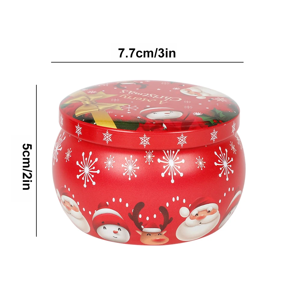 6pcs Xmas Round Candle Tins Christmas Tin For Wax Soy Candle Making Jar Gifts