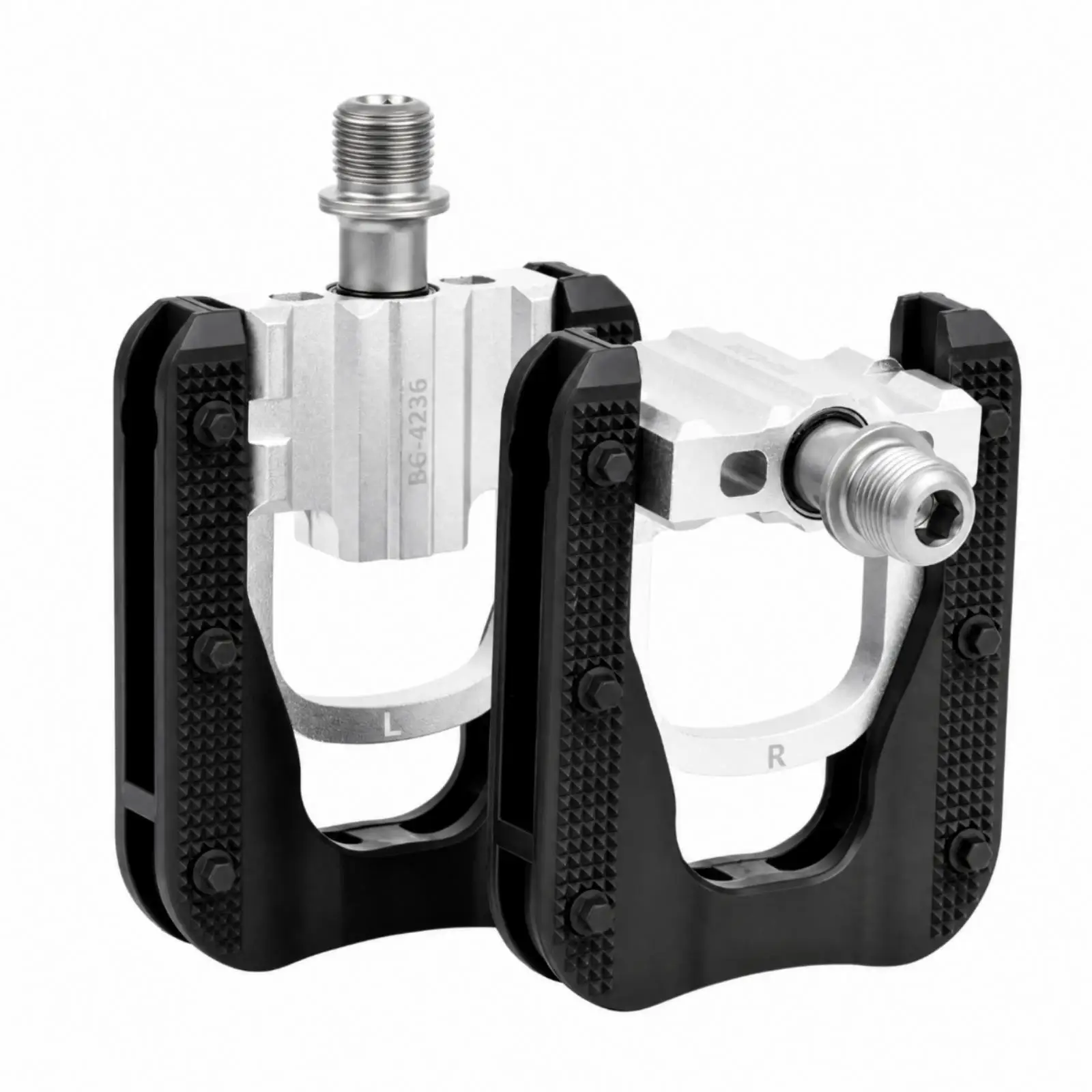 Foldable Bicycle Pedal with Three Bearing Design and Open Frame Shape for Hybrid Cycles