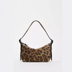 NEW Frosted Vintage Leopard print Women's Bag Shoulder Bag Solid Color Simple Casual Commuter Bags Autumn Retro 2024 Hot Selling