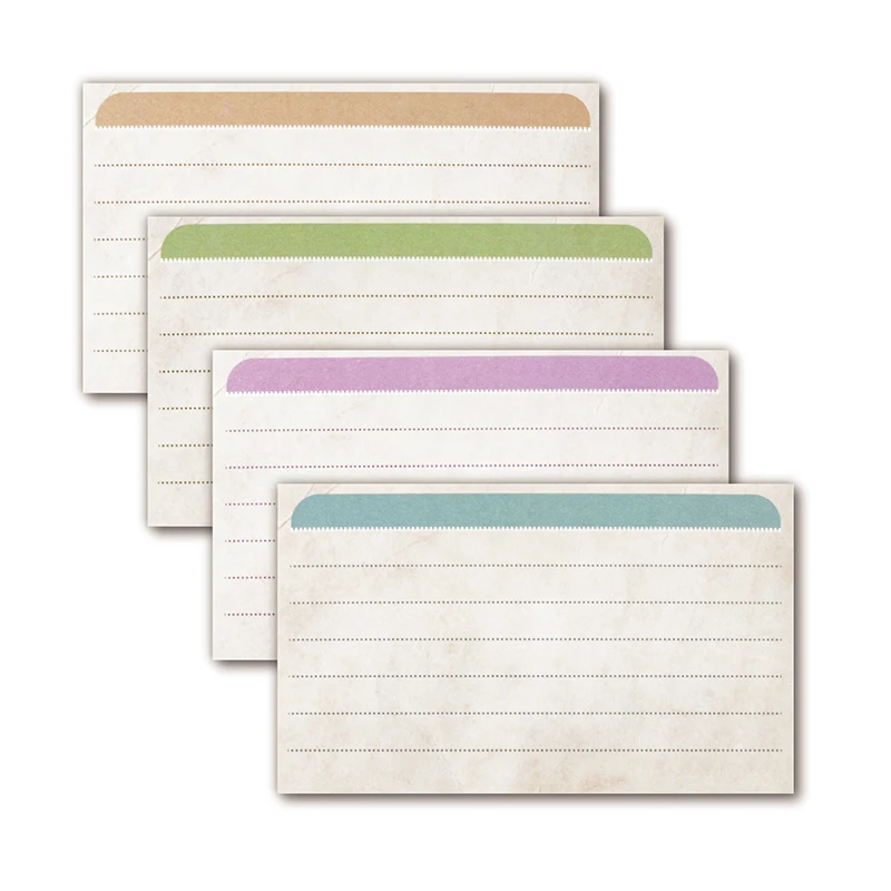 Classic Four Color Index Card, Office Index Card, 40 Folhas por Conjunto, Nostálgico, 3 "x 5"