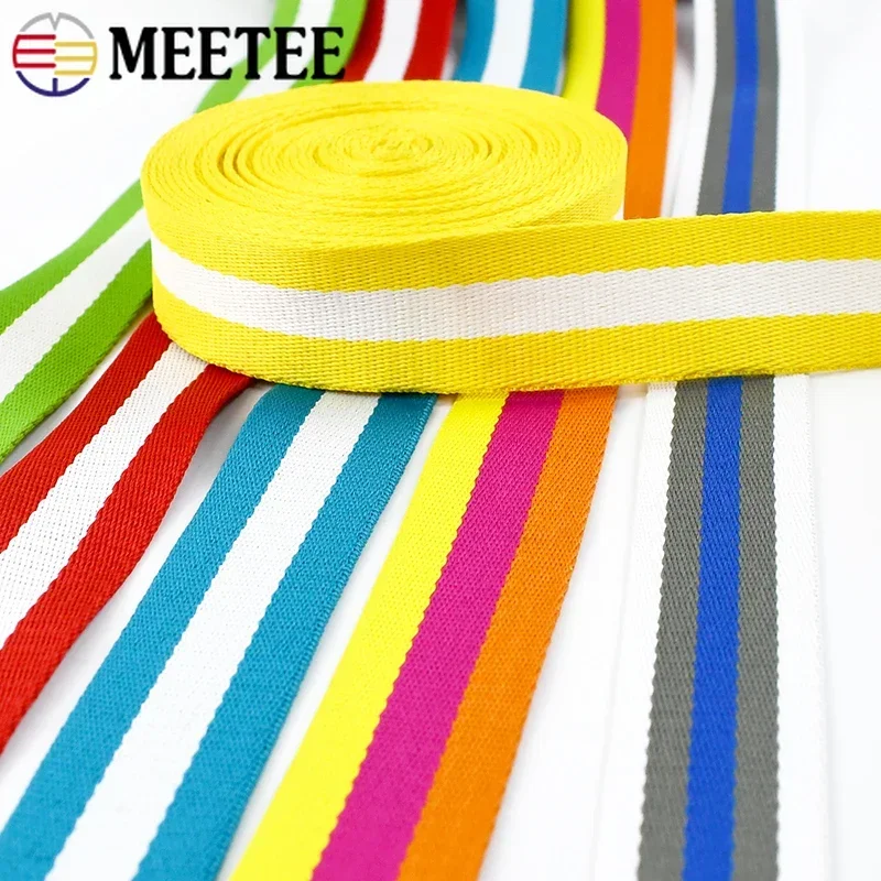 10Meters 32mm Meetee Stripe Polyester Webbing Bands Backpack Shoulder Luggage Strap Clothes Ribbon Tape DIY Sewing Accessories