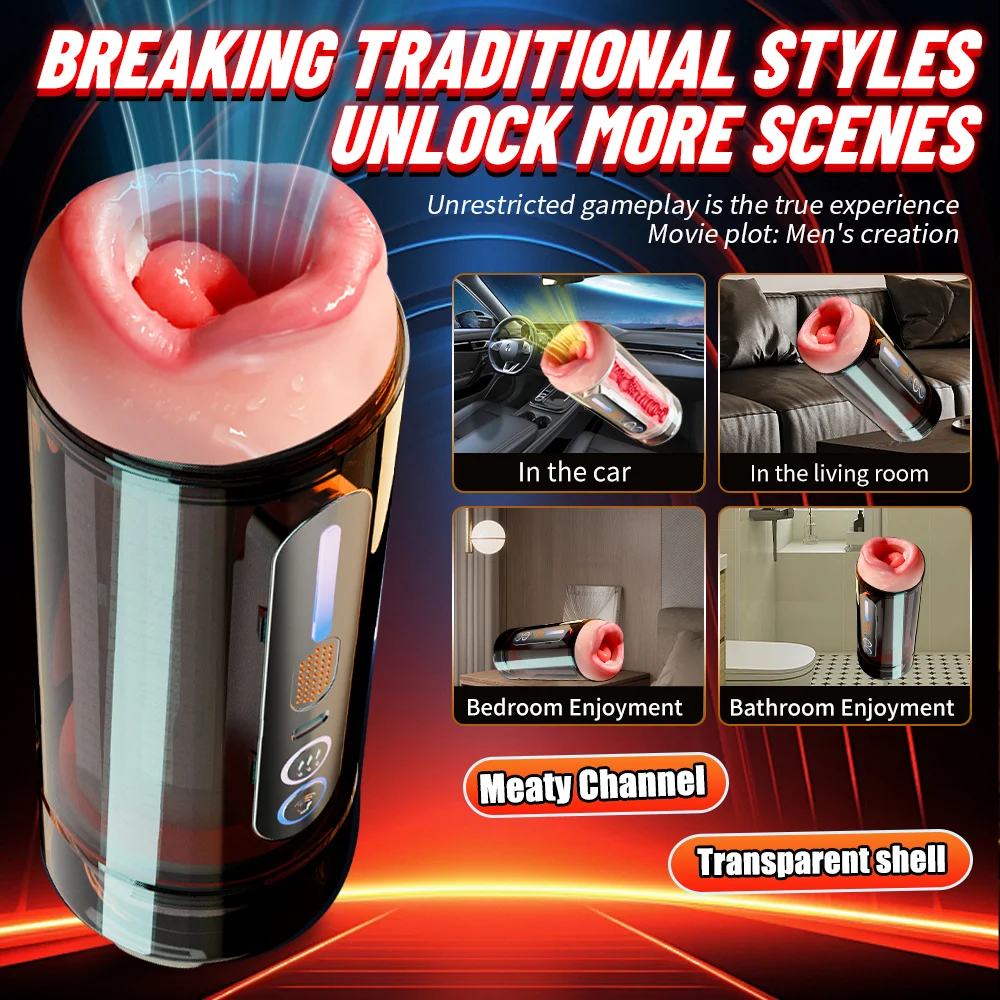 Blowjob Pocket Pussy Automatic Male Masturbator Mouth Vagina Double-Headed Penetration Channel Vibrating Moaning Sex Toy - Image 5