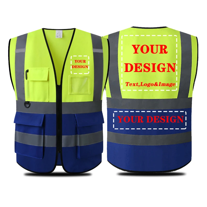 Custom Logo High Visibility Reflective Safety Vest Work Uniform Signal Security Jacket Reflex Clothing Rider Motor Geology Man