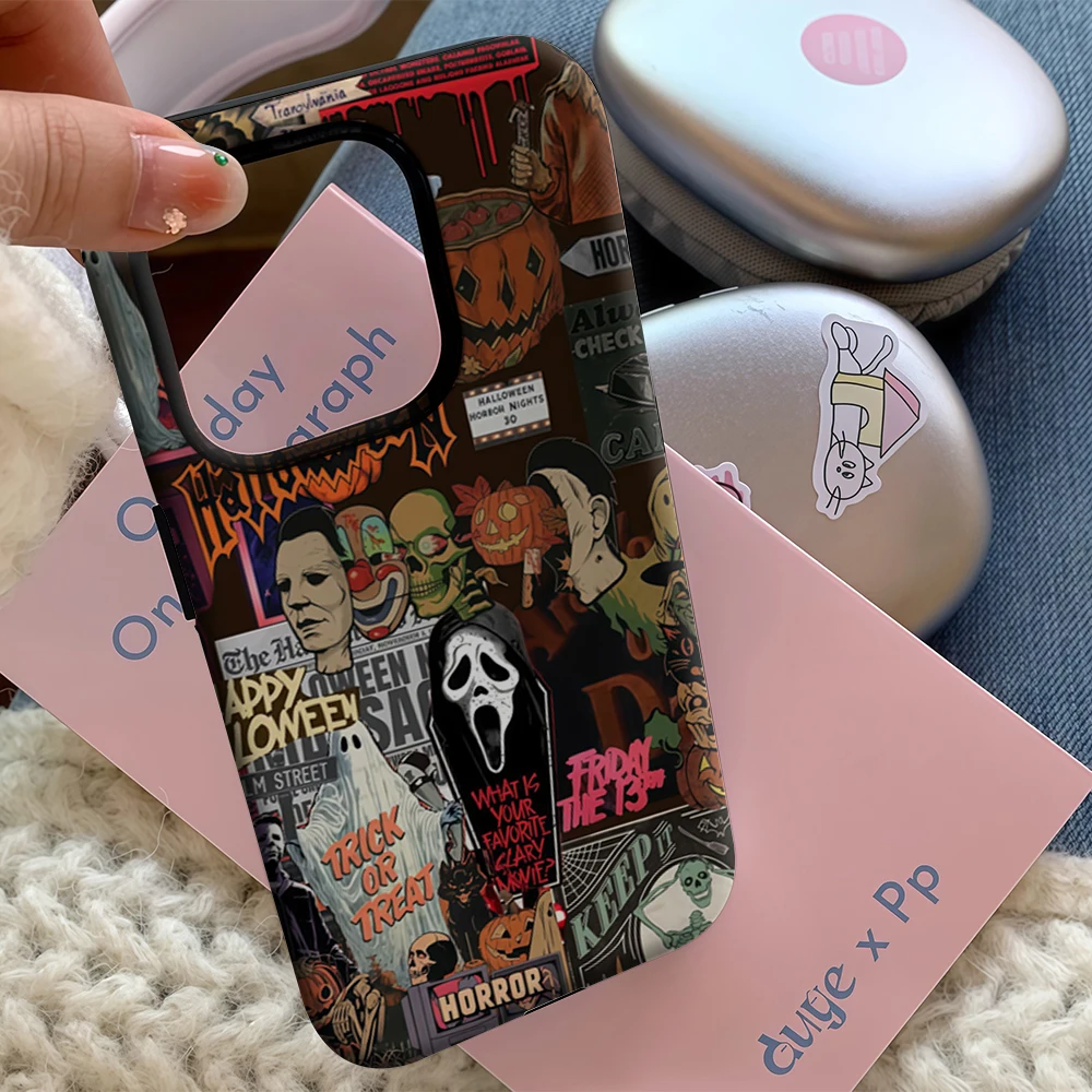 فيلم رعب الهالوين IPhone17 يجب أن يكون لهاتف آيفون 17 16 15 14 13 12 11 Pro Max Plus غطاء خلفي مزدوج الطبقة