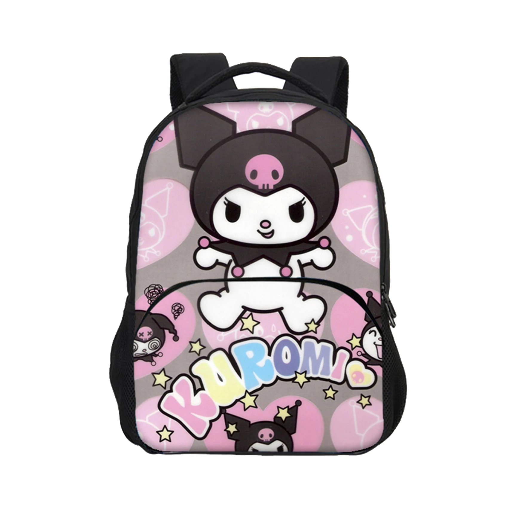 

Elementary Kid Fashion Kuromi Book Bag-Front Pocket Backpack-Trendy Cartoon Daypack for School