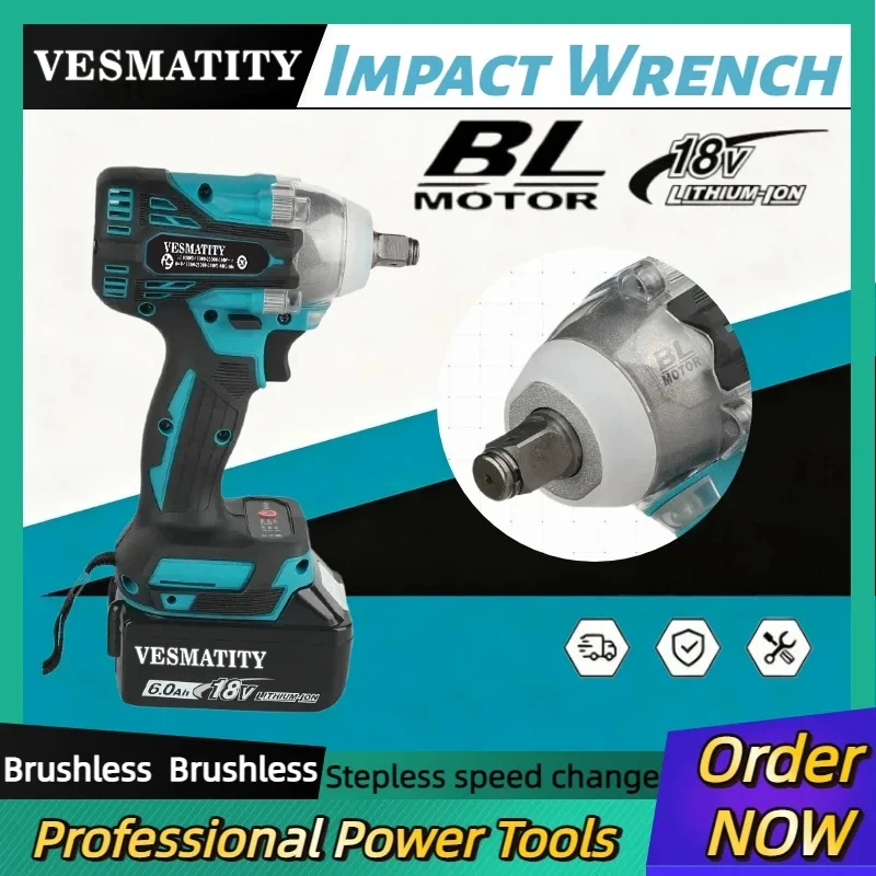 Brushless Cordless Wrench Tool Set, 330Nm Torque, Large Power, Wind Cannon Remove Tire, Lithium Auto Repair for Makita battery.