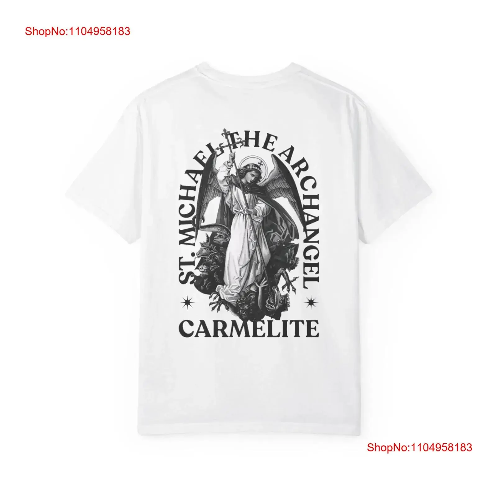 

St Michael the Archangel T Shirt Spiritual for Protection vintage Washed streetwear Top For Everyday Wear Breathable homme